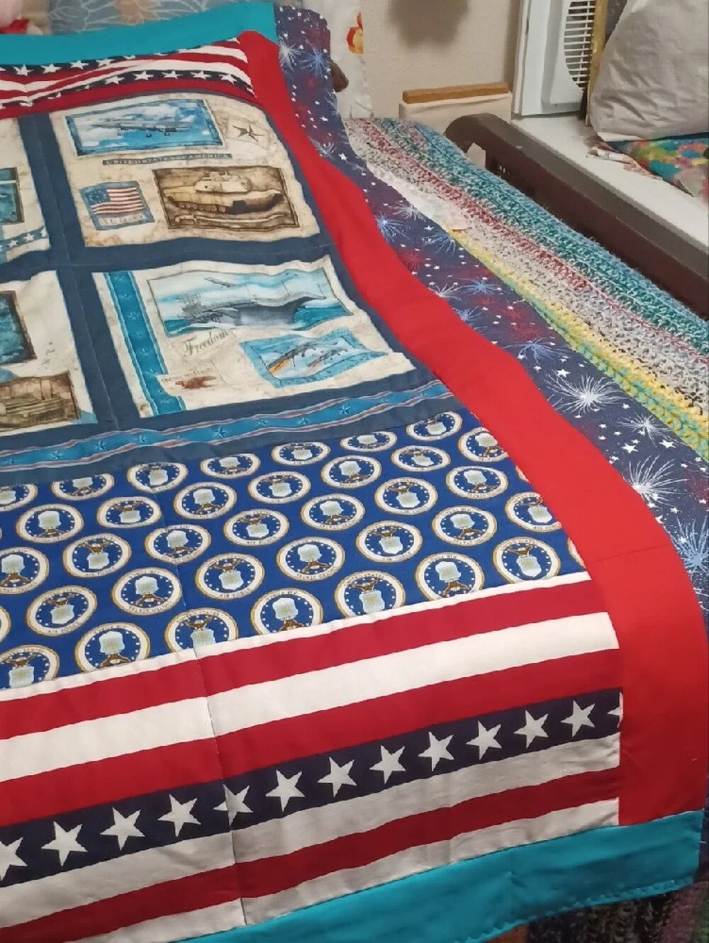 Homemade Patriotic Military Aircraft       Lap Robe W Red, White, And Blue